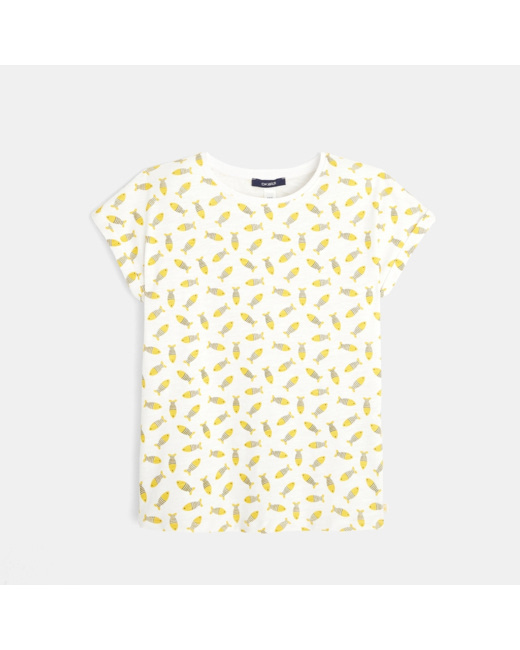 T-shirt imprimé poissons jaune fille