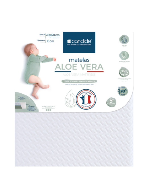 Matelas bébé Aloé Vera déhoussable 360° - 60x120cm