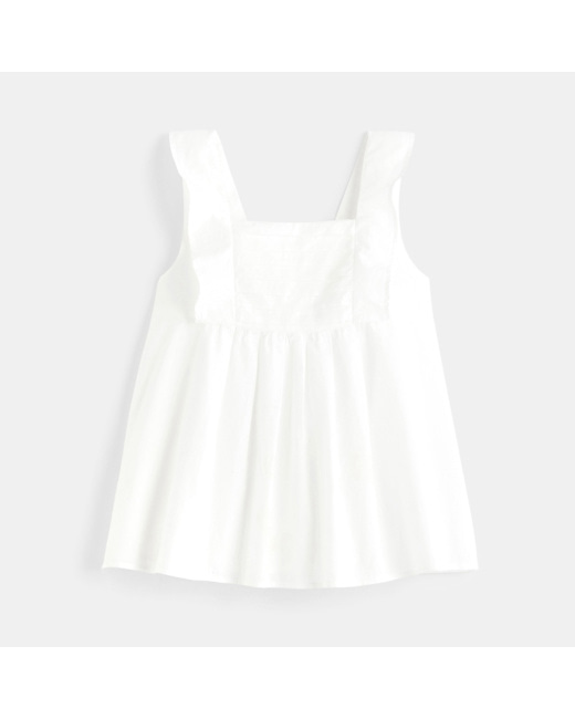 Top à bretelles volantées blanc fille