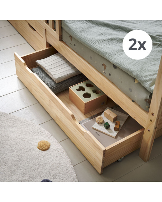 Lot de 2 tiroirs pour lit cabane Maison