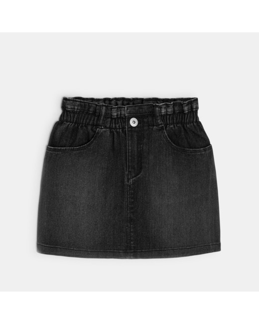 Mini-jupe en jean taille haute noire fille