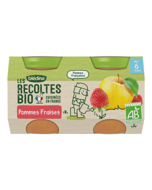 Compotes Les Récoltes Bio - Pommes Fraises