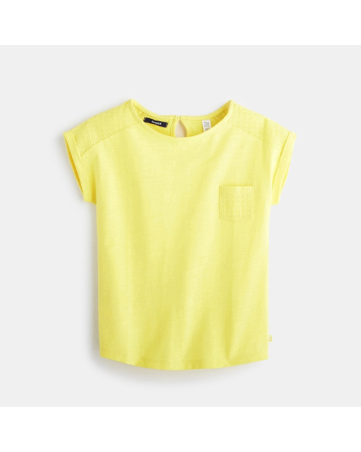 T-shirt détail ajouré jaune fille
