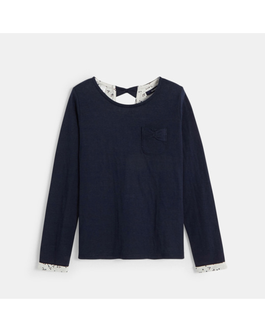 T-shirt détail nœud bleu fille
