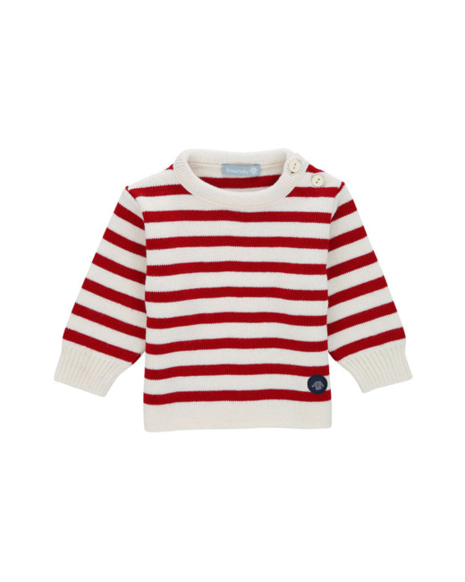 Pull marin rayé "Fouesnant" Baby - Nature/Braise