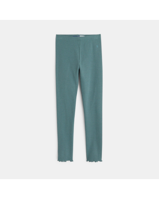 Leggings unis en jersey doux vert fille