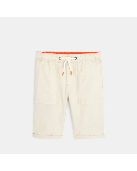 Bermuda en toile à taille élastiquée blanc garçon