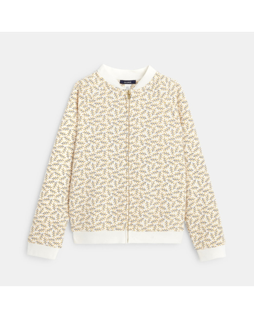 Sweat-shirt zippé imprimé jaune fille