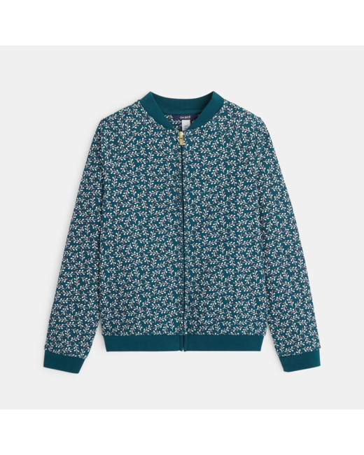 Sweat-shirt zippé imprimé vert fille
