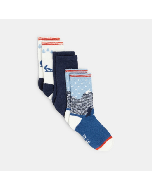 Chaussettes douces fantaisie (lot de 3) bleues garçon