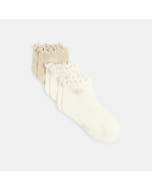 Socquettes irisées fantaisie (lot de 3) jaune fille