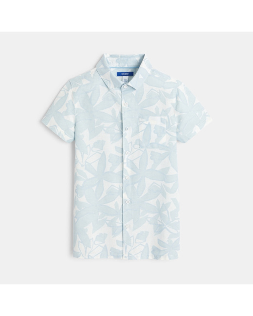 Chemise imprimée manches courtes bleue garçon