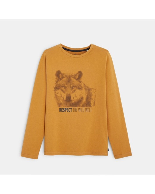 T-shirt en coton biologique motif animal 3D beige garçon