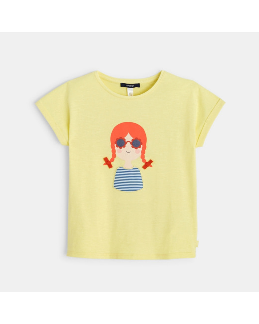 T-shirt à motif personnage jaune fille