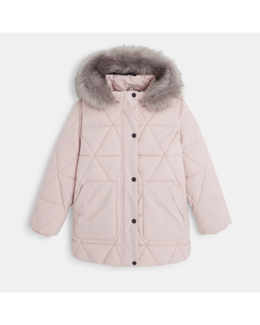 Parka doudoune déperlante rose fille