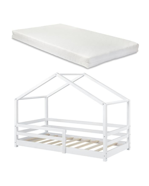 Lit cabane maison avec barrière