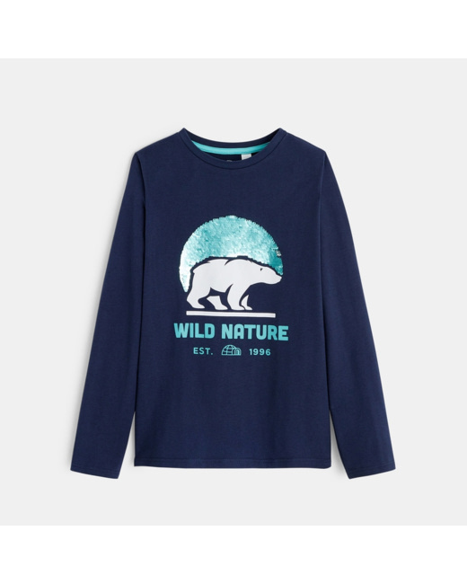T-shirt à sequins magiques bleu garçon