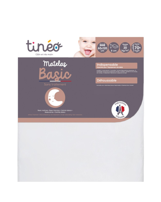 Matelas bébé Basic déhoussable - 60x120cm