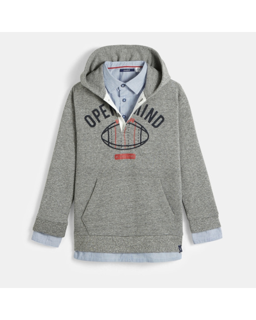 Sweat-shirt à capuche gris garçon