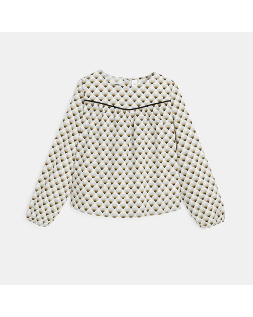 Blouse manches longues imprimée noire fille