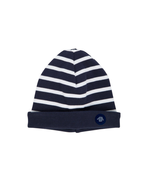 Bonnet "Morgan" Baby - coton épais - Navire/Blanc