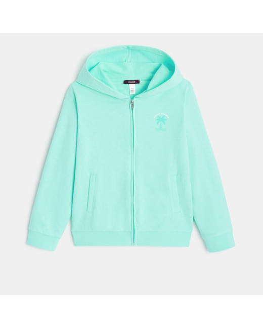 Sweat-shirt à capuche uni "enjoy summer" bleu fille