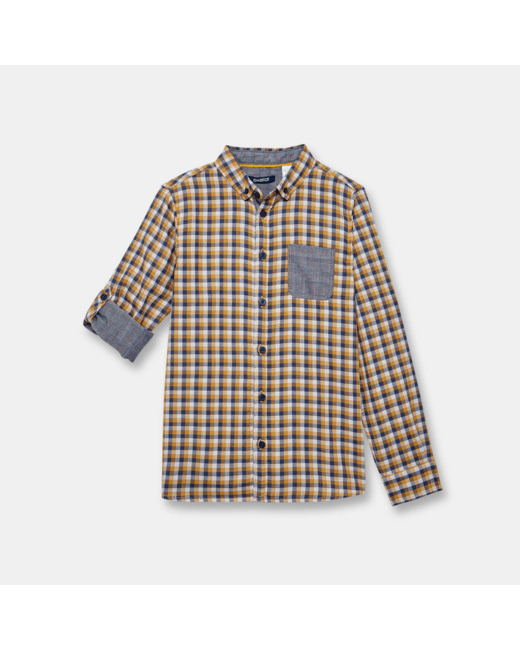 Chemise tubique à carreaux jaune garçon