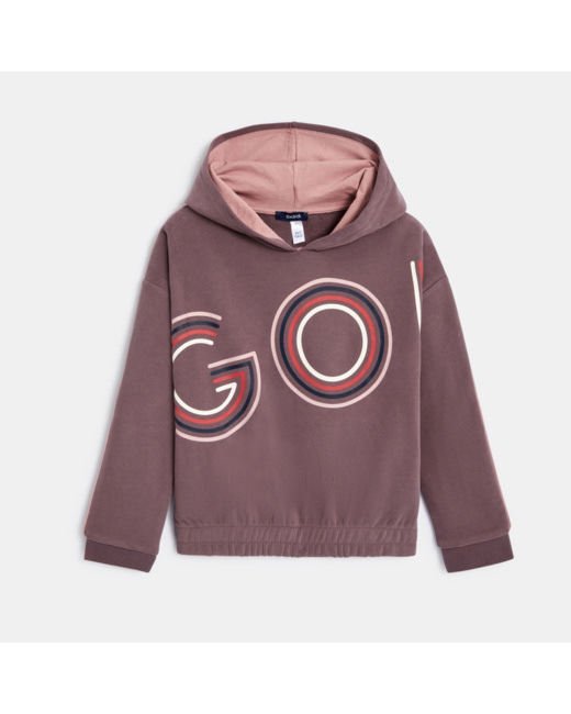 Sweat-shirt à capuche gris fille