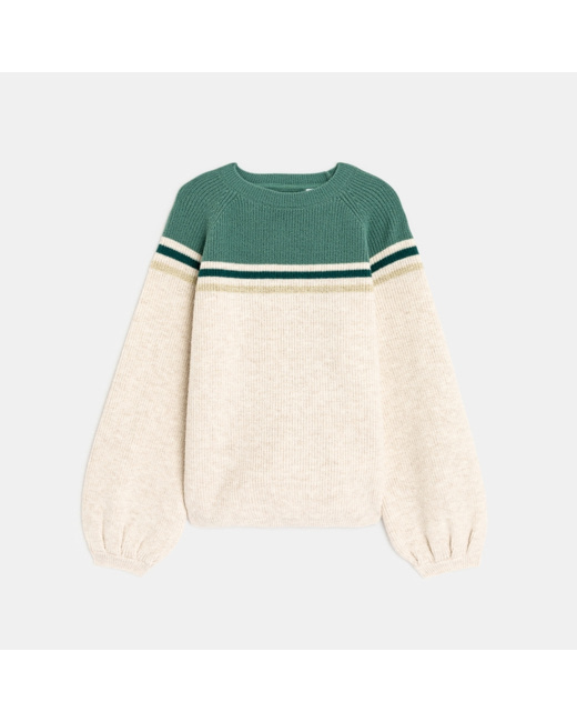Pull à manches ballon beige fille
