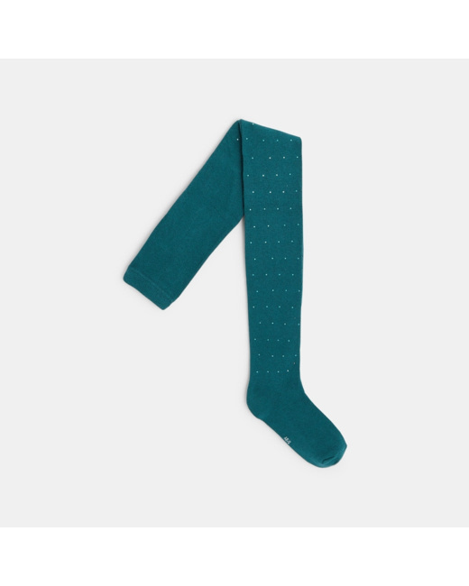 Collants chauds à petits pois verts fille
