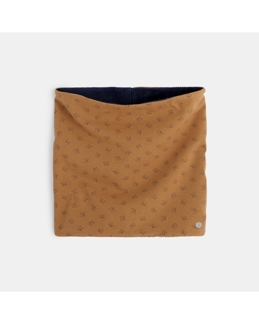 Snood bi-matière velours et jersey motif renard bleu garçon