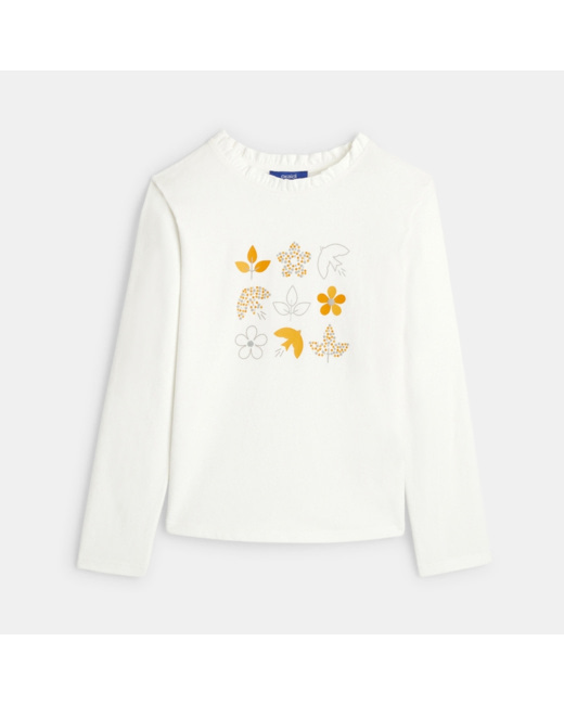 T-shirt manches longues à motifs jaune fille