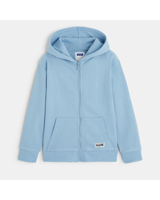 Sweat zippé à capuche bleu garçon