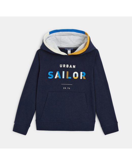 Sweat-shirt à capuche "urban sailor" bleu garçon