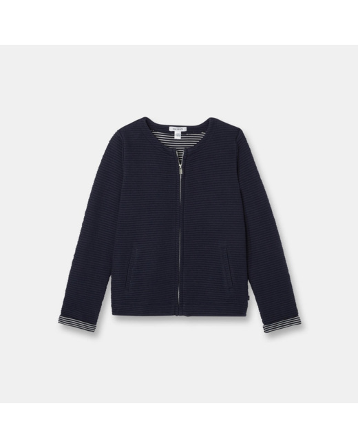 Sweat-shirt côtelé bleu fille