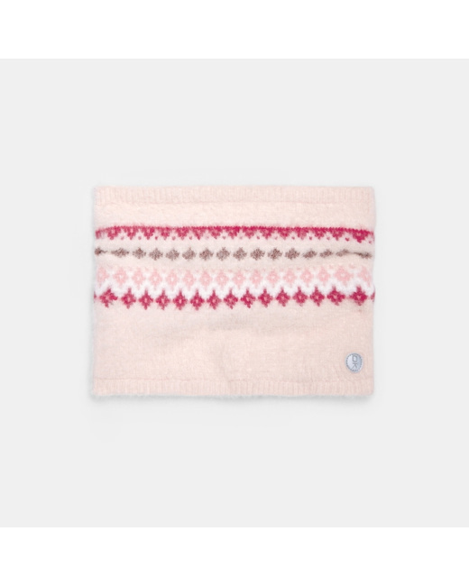 Snood fluffy à motifs en jacquard rose fille