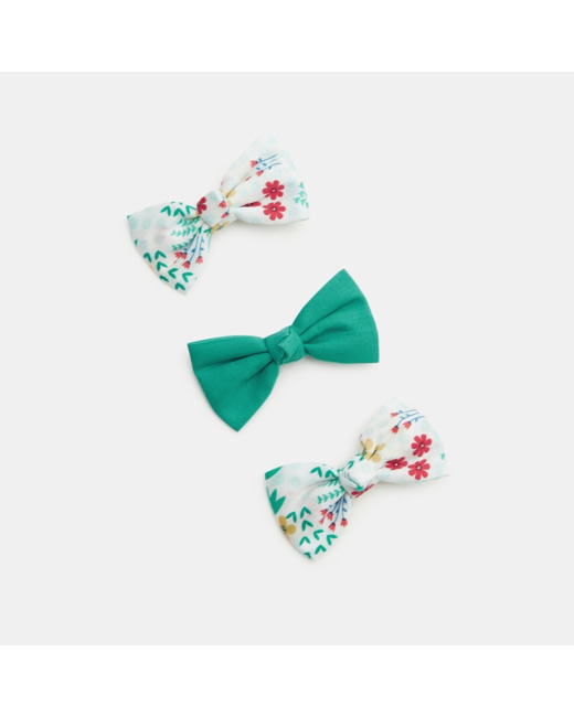 Barrettes nœuds papillon imprimés (lot de 3) jaune fille