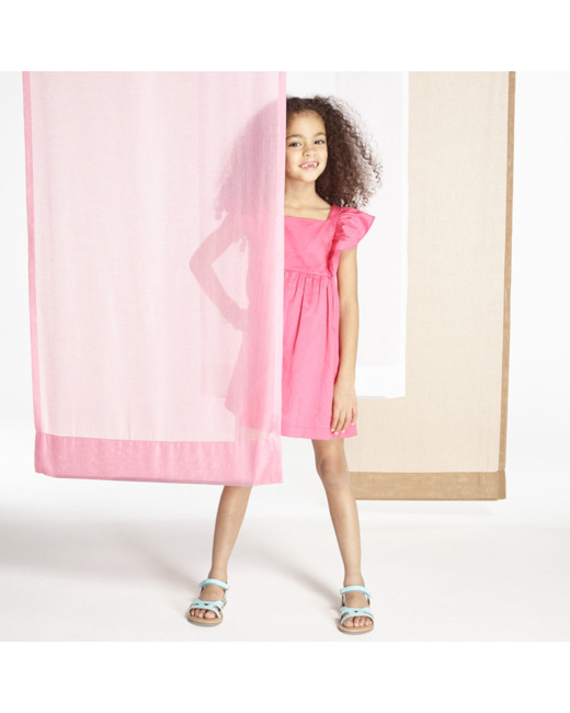 Robe de cérémonie unie rose fille