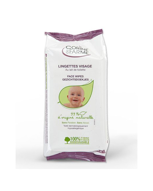 Lingettes bébé visage au lait de toilette x25