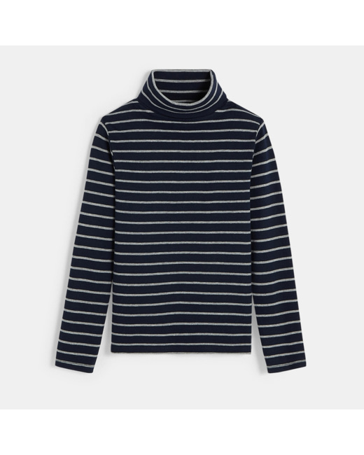 T-shirt col roulé rayé bleu garçon