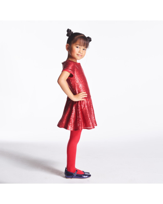 Robe à sequins rouge fille