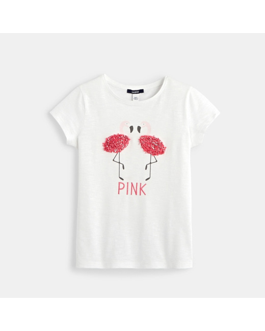 T-shirt motif 3D rose fille
