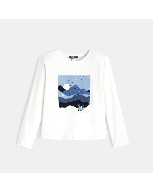 T-shirt à motif paysage bleu fille
