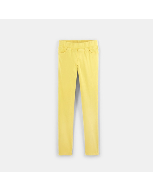 Tregging toile couleur hyper stretch jaune fille