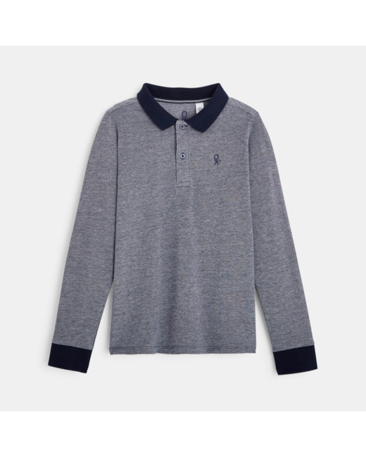 Polo manches longues bleu garçon