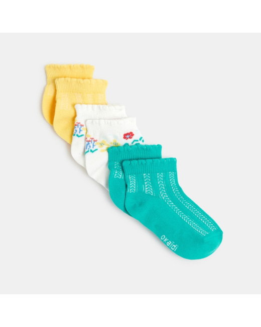 Socquettes fantaisie (lot de 3) jaune fille