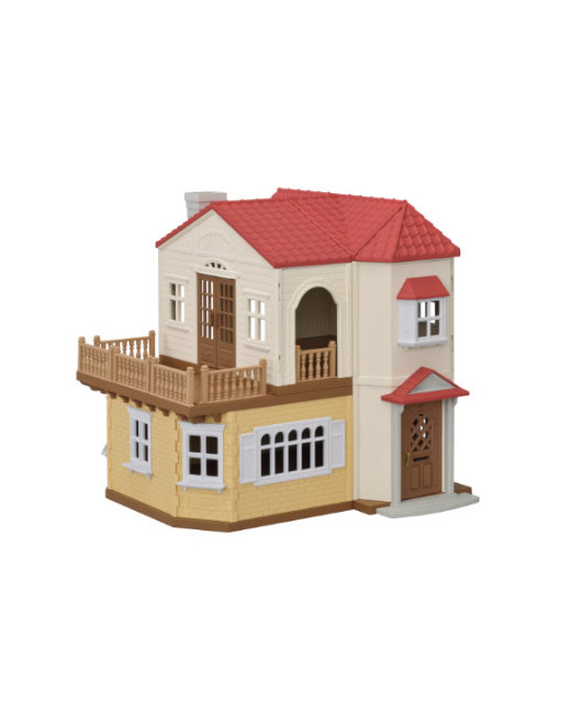 Figurine grande maison éclairée bois