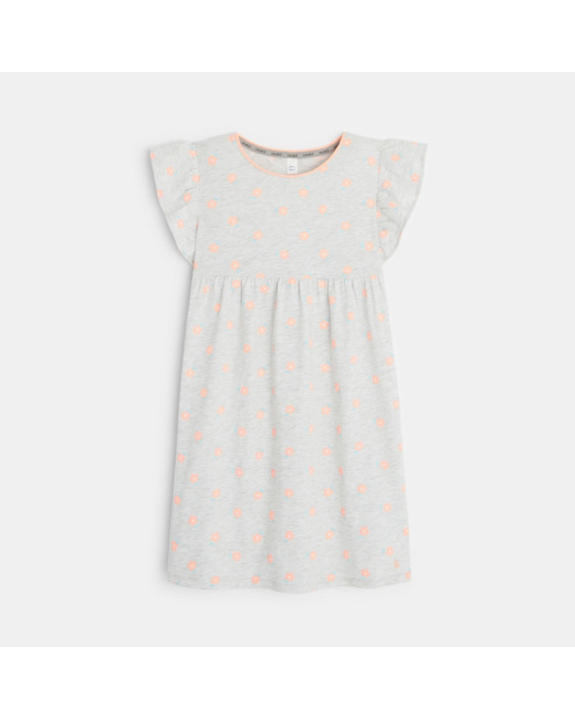 Chemise de nuit à mancherons volantés rose fille