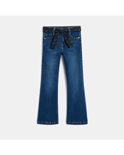 Jean flare ceinturé bleu fille
