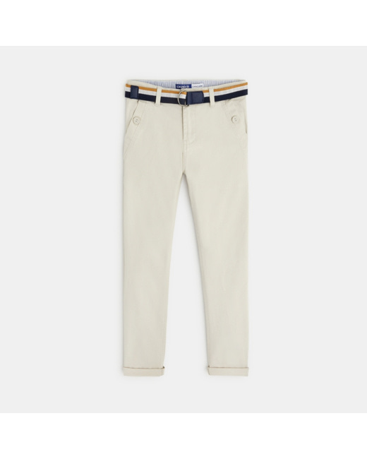 Pantalon chino ceinturé en toile beige garçon